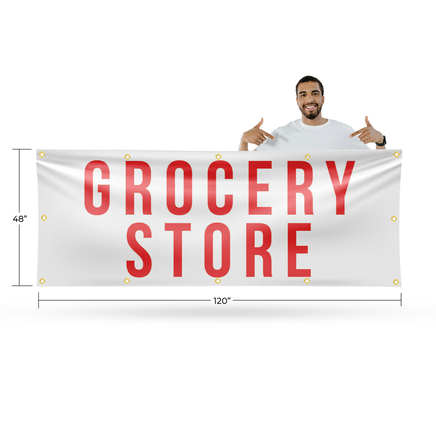 Grocery Store Vinyl Banner Sign with Metal Grommets Heavy-Duty Single-Sided