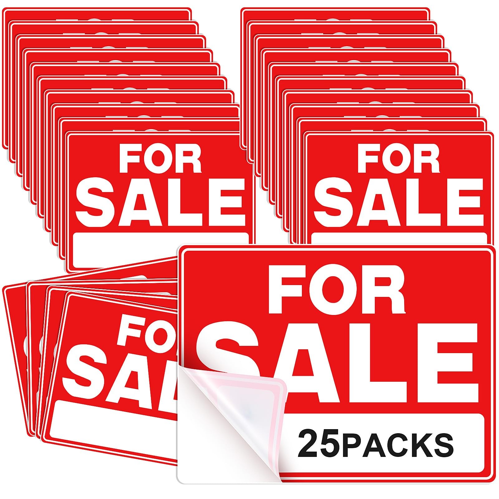 Seajan 25 Pcs for Sale Signs Car 9 x 12 Inches 9×12 inches, white and red