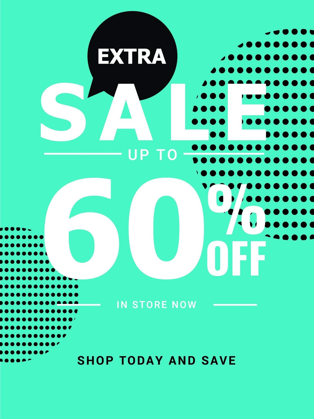Extra Sale up to 60 percent OFF | Retail Window Display Sign | 18″W x 24″H