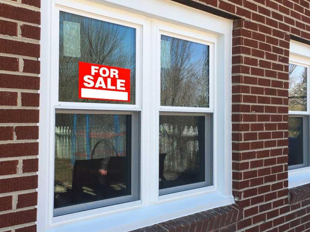 for Sale Sign Stickers 2 Pack | Red, Rectangular, Weather Resistant Vinyl Sticke