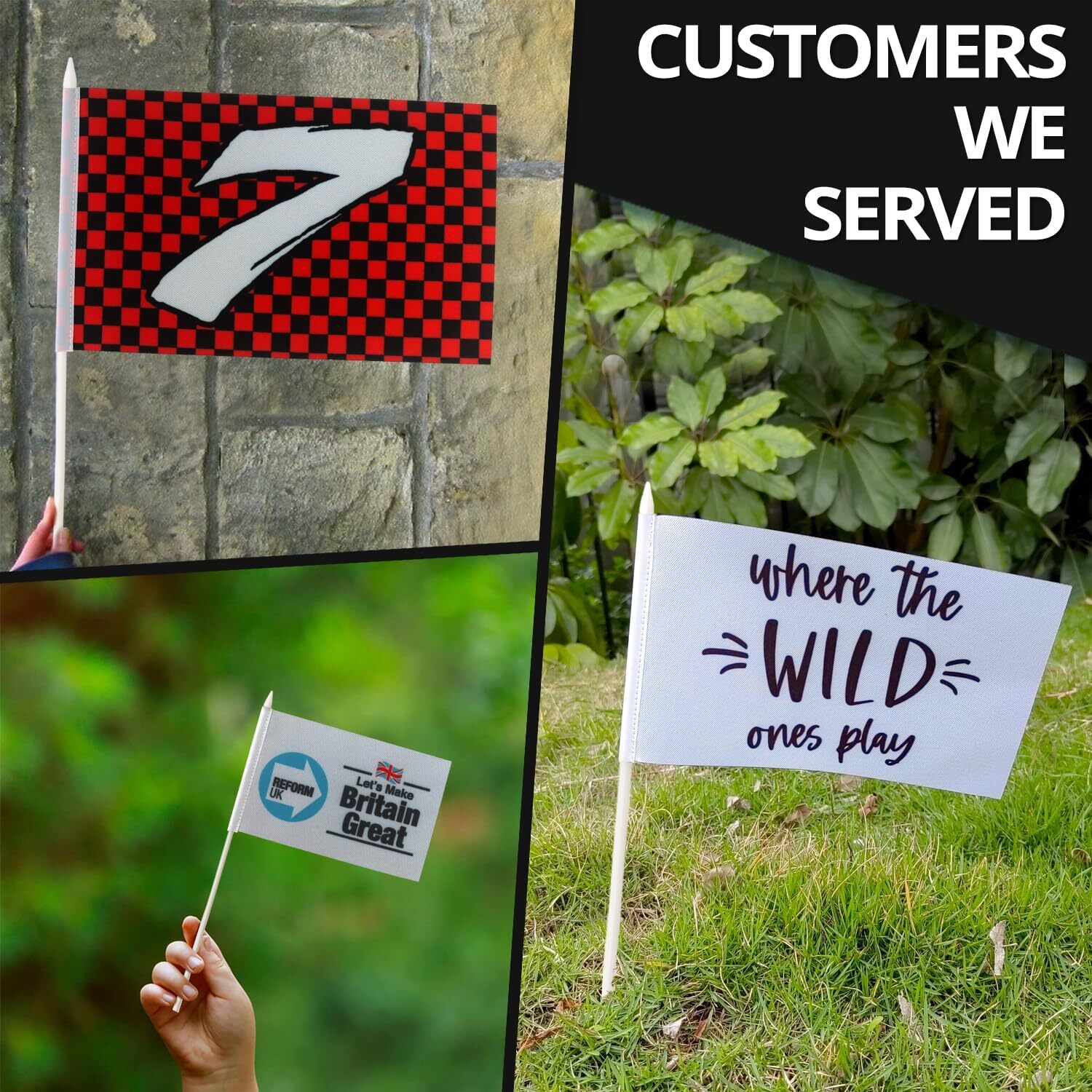 Anley Double Sided Custom Mini Stick Flag Customized Handheld Miniature Banners