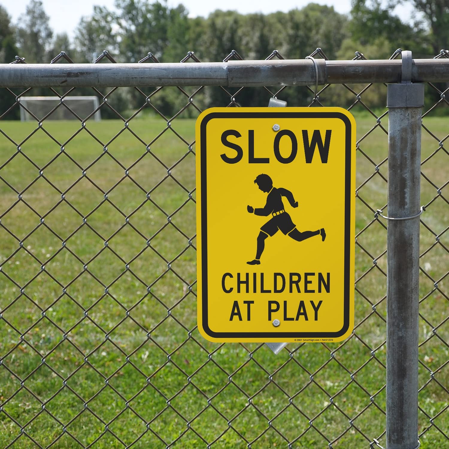 SmartSign 18 x 12 inch â€œSlow – Children At Playâ€ Metal Sign, Screen Print…