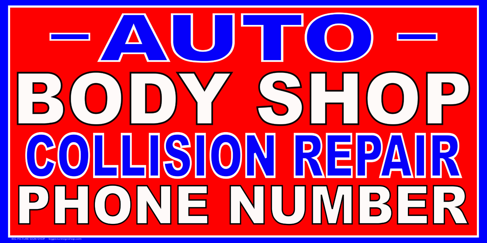 AUTO BODY SHOP COLLISION REPAIR -HUGE Banners-3 Choices YEL Red Wht-28 Sizes-USA